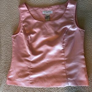 Sag harbor satin pink sleeveless contoured SZ 8 top party shiny scoop neck cute